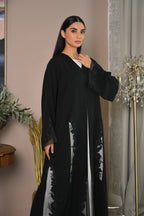 Luxury abaya with laser cut design and handwork on premium Nida fabric by Al Anood