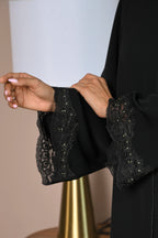 Elegant nida fabric abaya with laser cut design