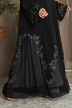 VIP abaya with hand embroidery on sleeves and sides