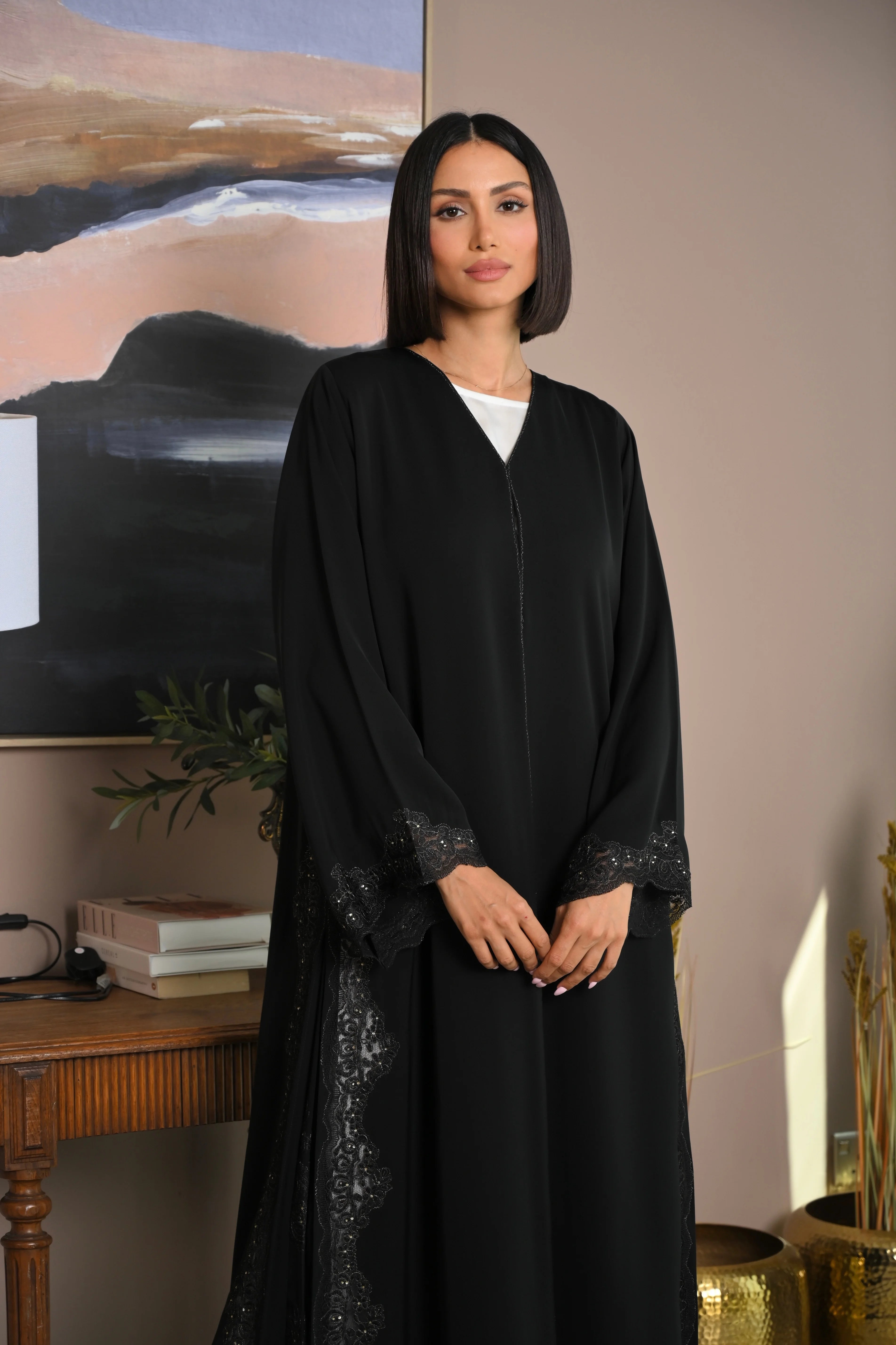 Designer abaya with soft crystal stone detailing 