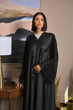 Luxury chiffon wedding abaya with elegant embroidery on chest sleeves and back