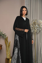 Luxury black Nida abaya with handwork embroidery