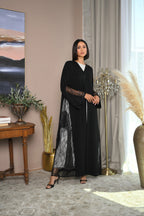 Premium black abaya with handcrafted embroidery