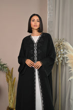 Luxury black Emirati abaya with theatre embroidery and handwork