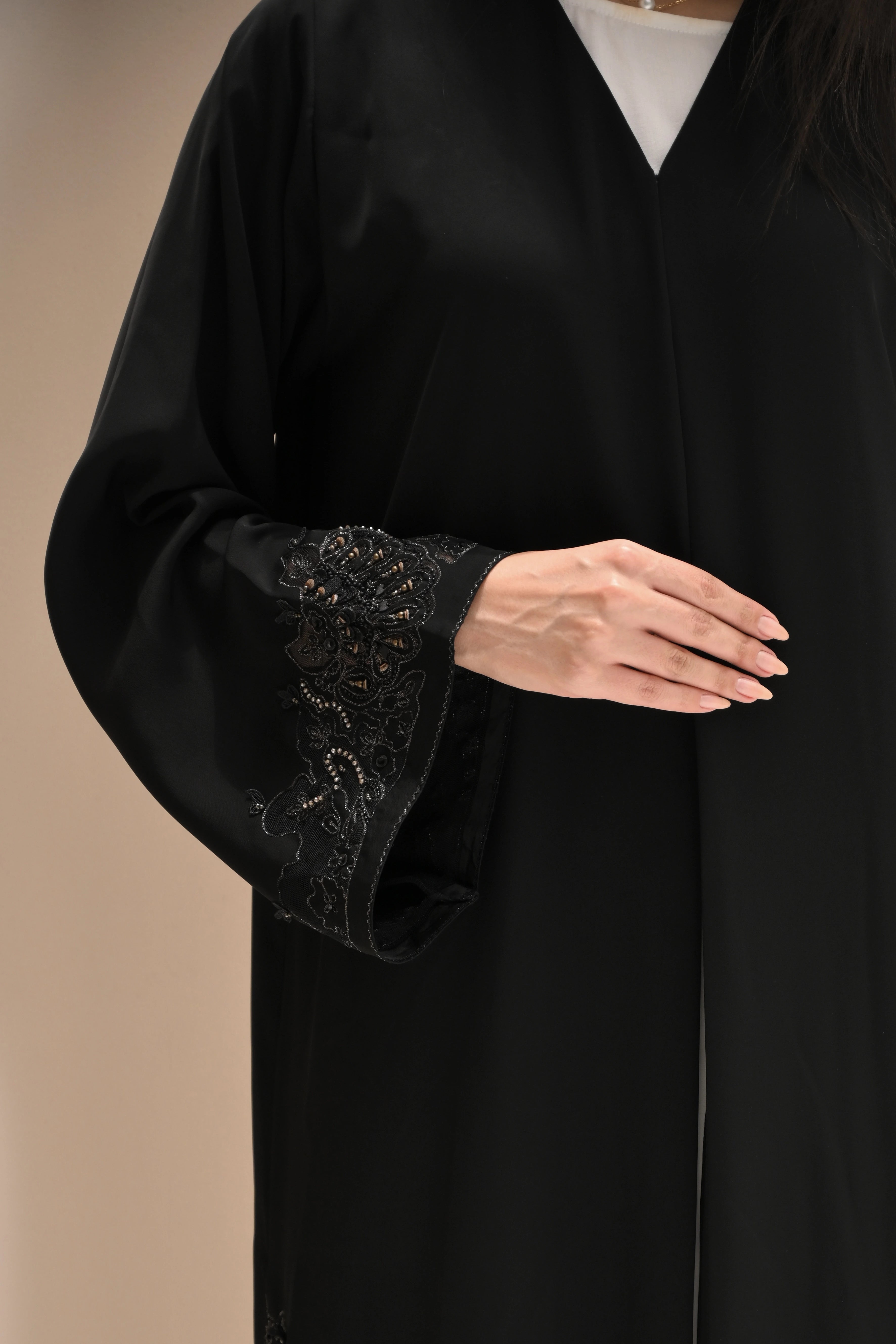 Luxury Nida Abaya with Laser Cut & Hand Embroidery