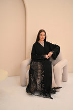 Full length black VIP open abaya formal occasions — Al Anood UAE new arrivals