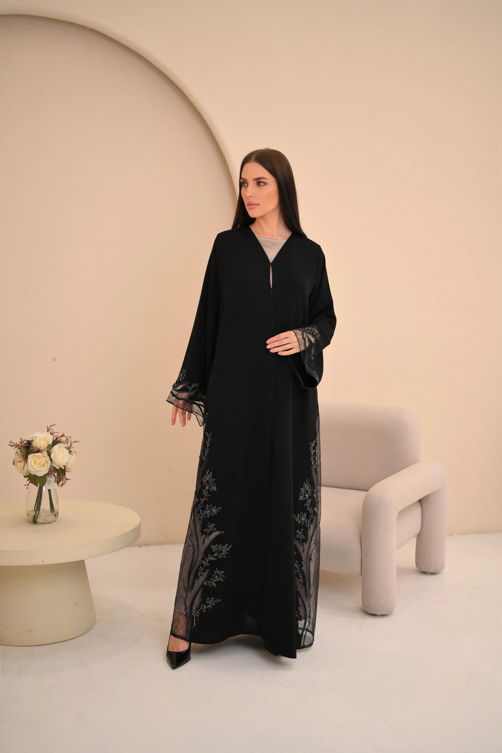 Full length black abaya evening wear — Al Anood UAE new arrivals