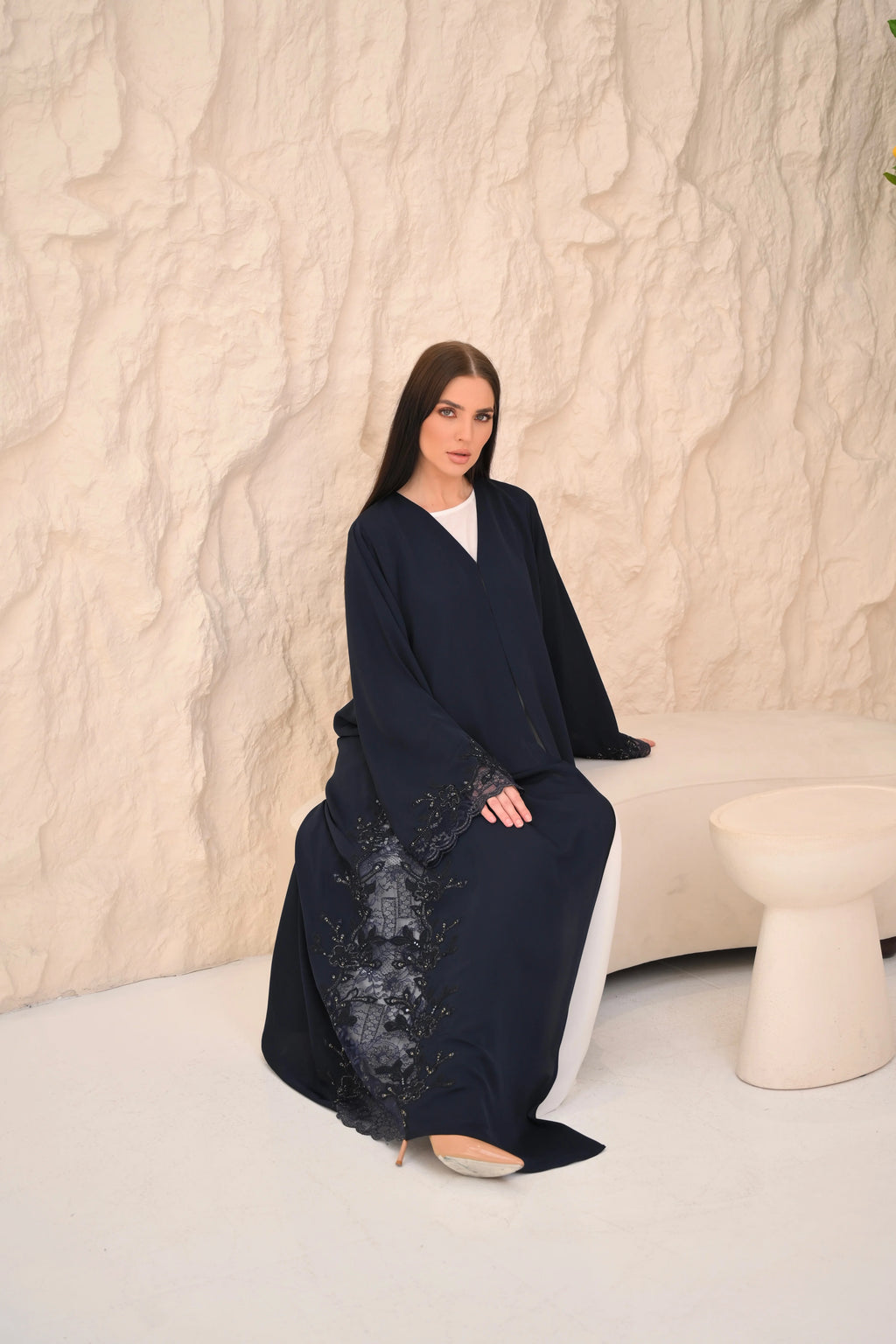 Full length navy blue abaya occasions wear — Al Anood UAE new arrivals