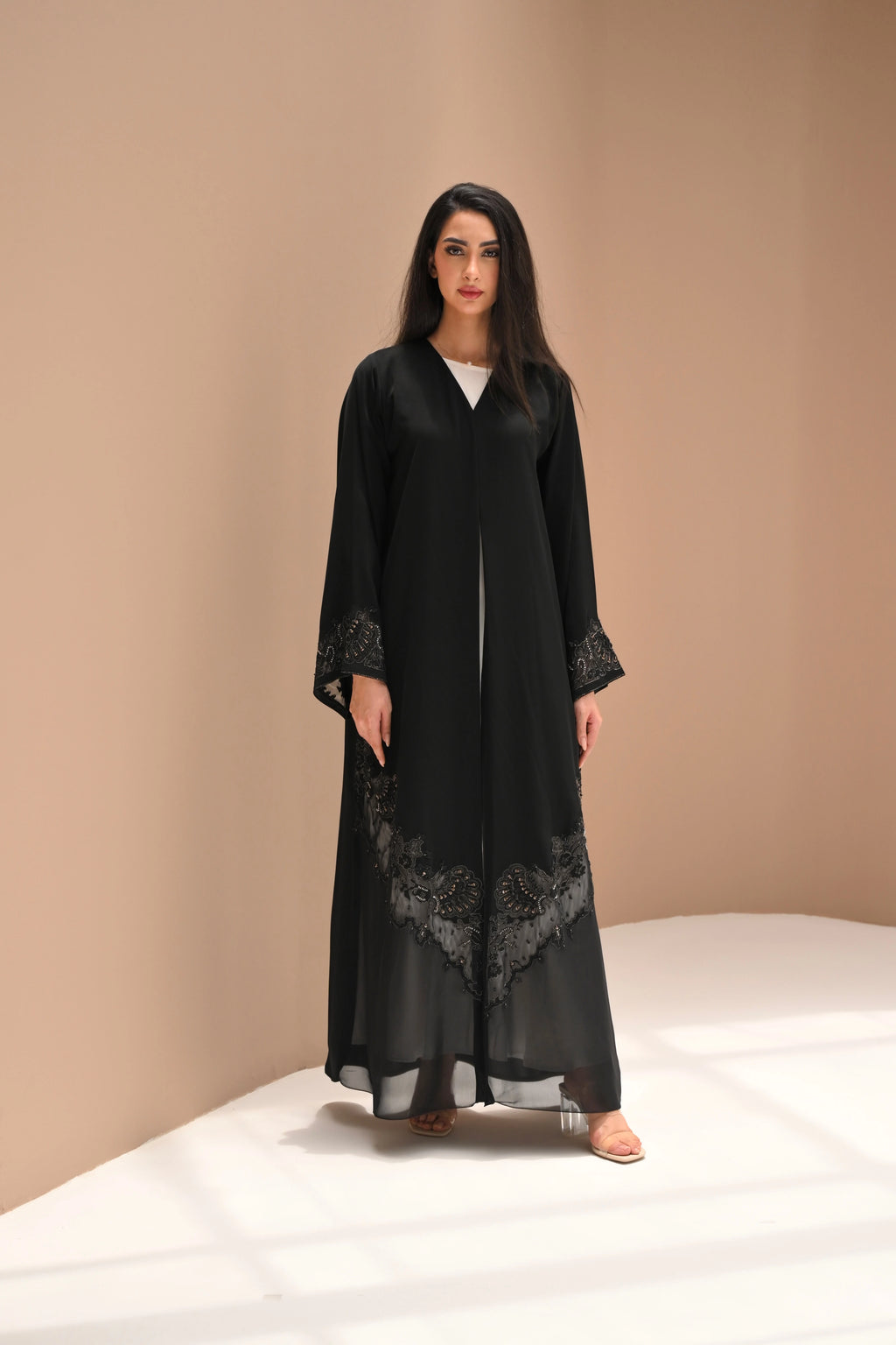 Luxury Nida Abaya with Laser Cut & Hand Embroidery