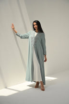 Tiffany Blue Nida Embroidered Abaya