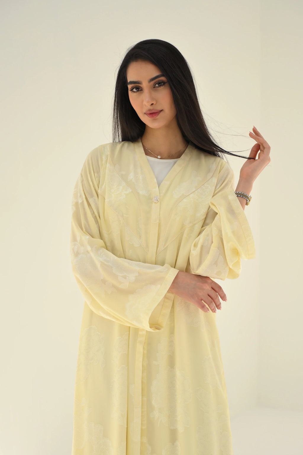 Yellow Chiffon Abaya