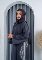 Premium nida fabric abaya with handcrafted embellishments
