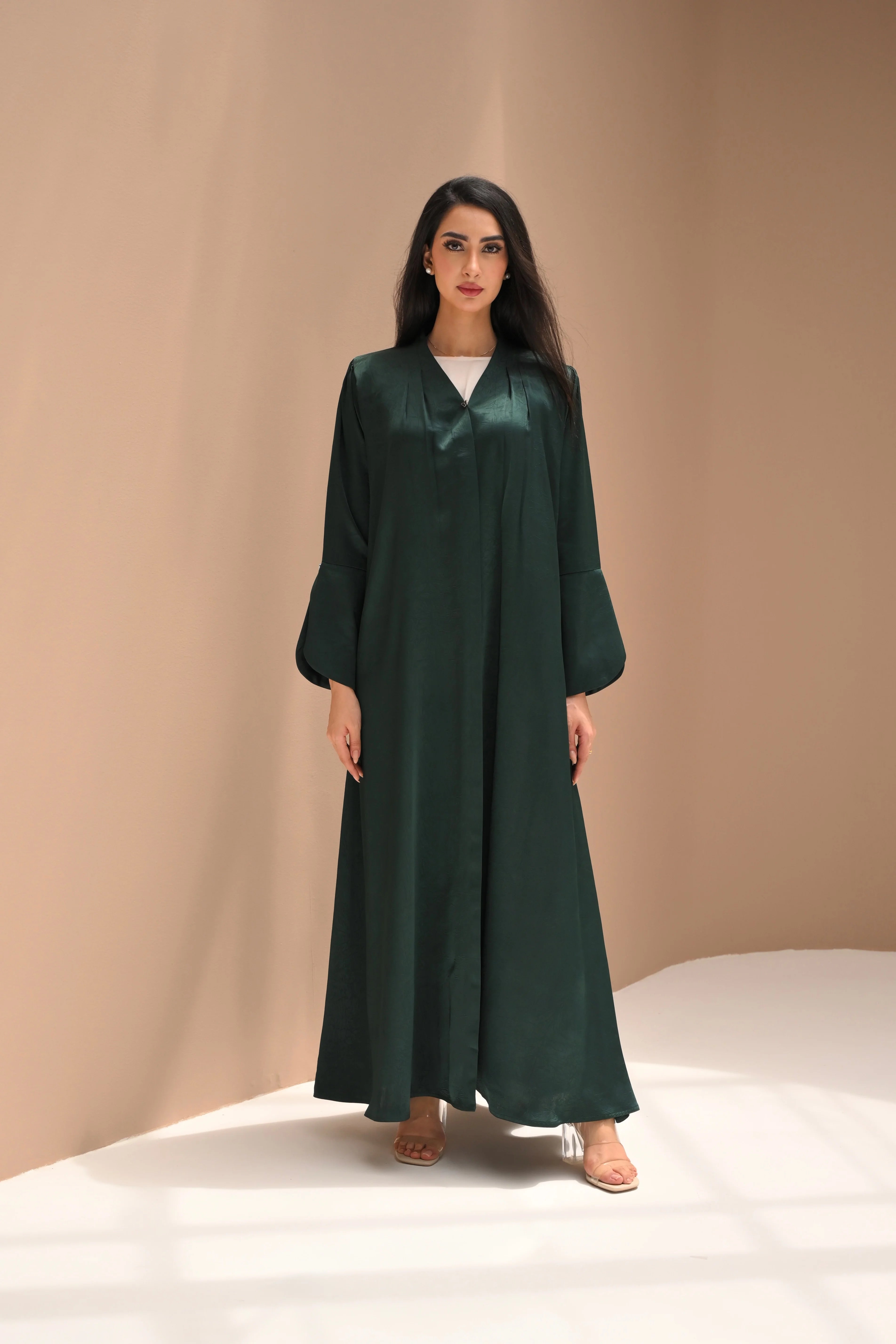 Luxury Plain Nida Abaya in Mauve Color with Elegant Emirati Design by Al Anood