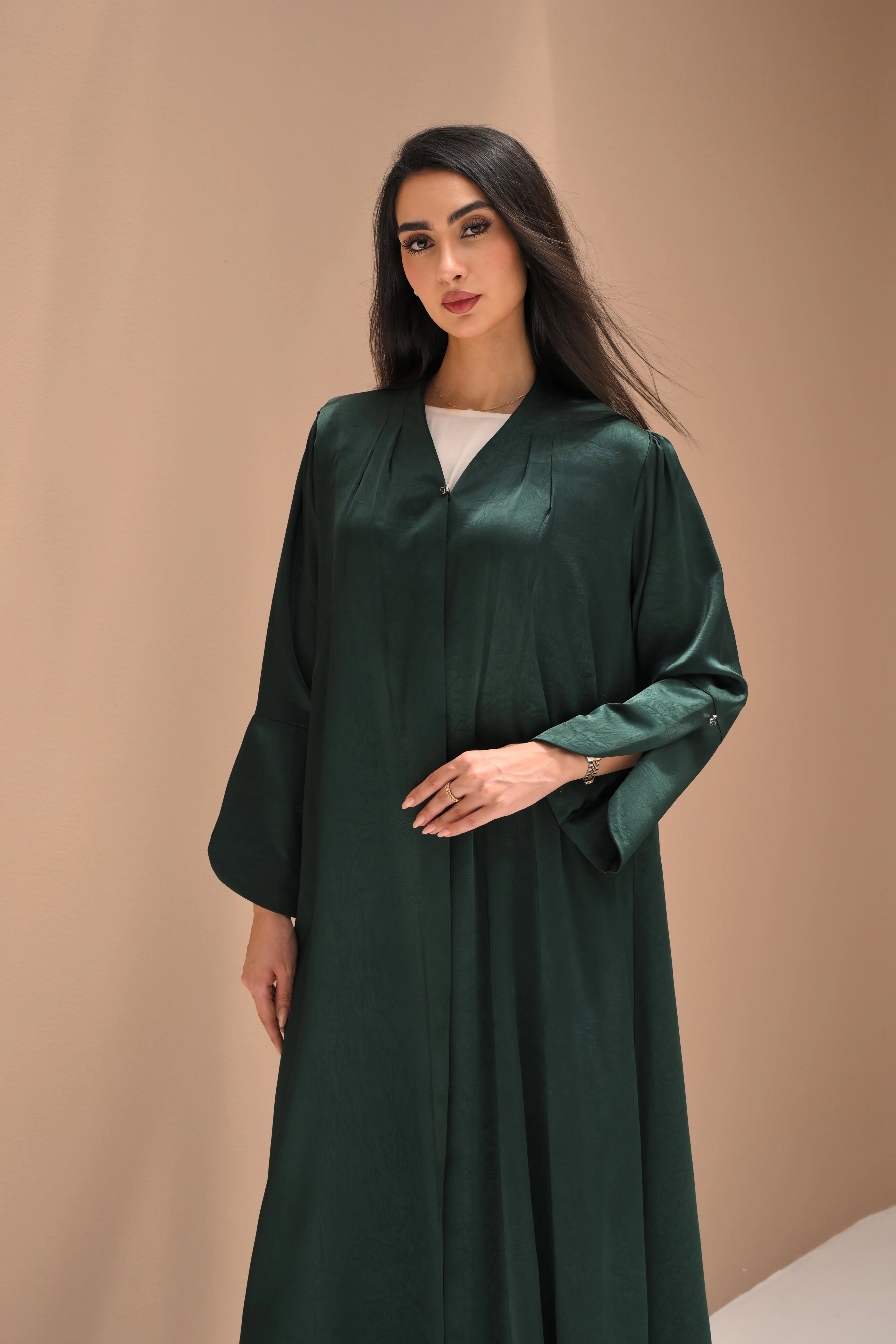 Luxury Plain Nida Abaya in Mauve Color with Elegant Emirati Design by Al Anood