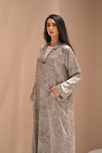 Premium Emirati Printed Abaya with Artistic Floral Design and Relaxed Fit