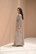 Premium Emirati Printed Abaya with Artistic Floral Design and Relaxed Fit