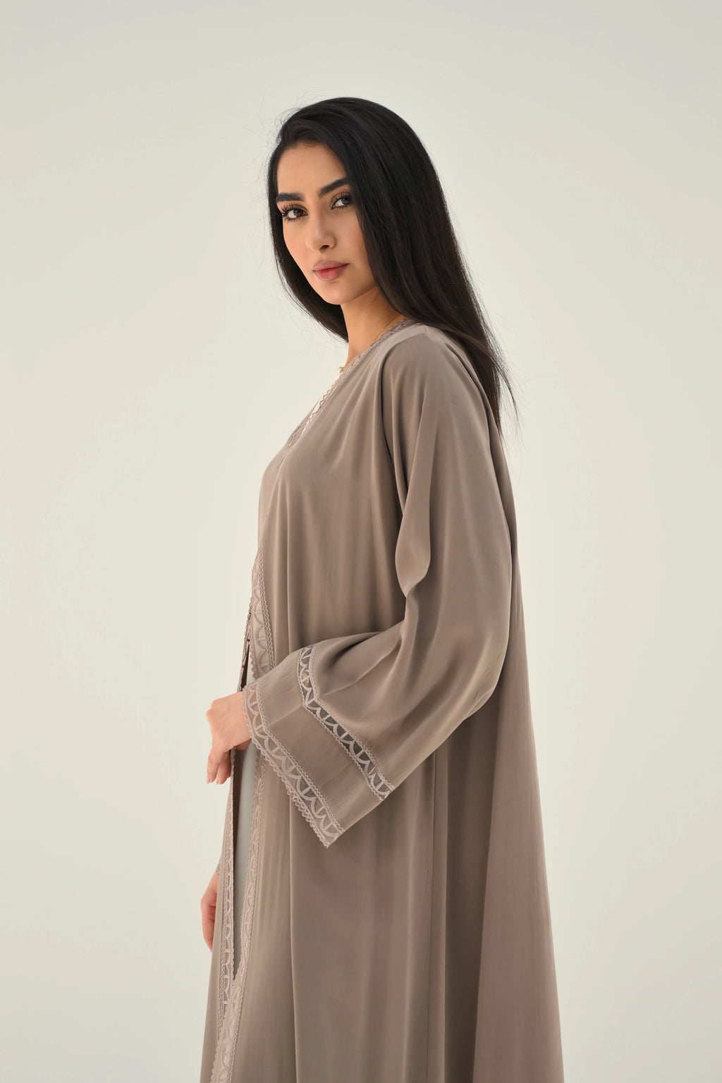 Beige  abaya alanood CR1268  عبايات العنود