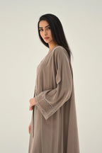Beige  abaya alanood CR1268  عبايات العنود
