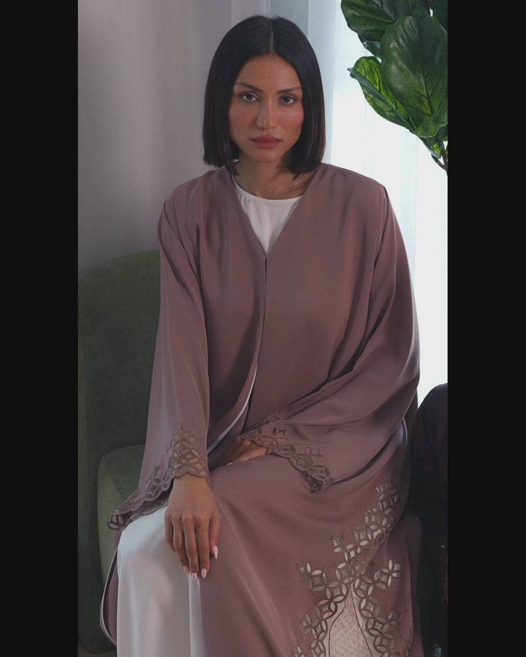 VIP abaya laser cut design with Aari embroidery and crystals