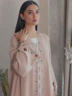 Premium beige abaya with feminine embroidery details