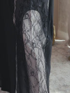 Designer black abaya with elegant side embroidery