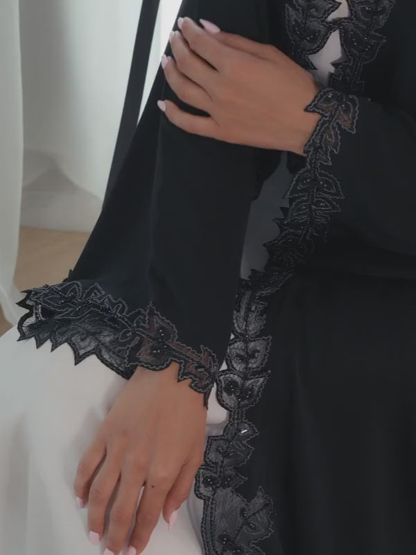 Premium Gulf style abaya with refined embroidery details alanood